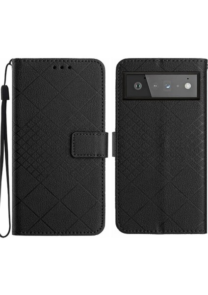 El Kayışı Elmas Kabartmalı Cüzdan ile Google Piksel 6 Pro Için Flip Case (Yurt Dışından)