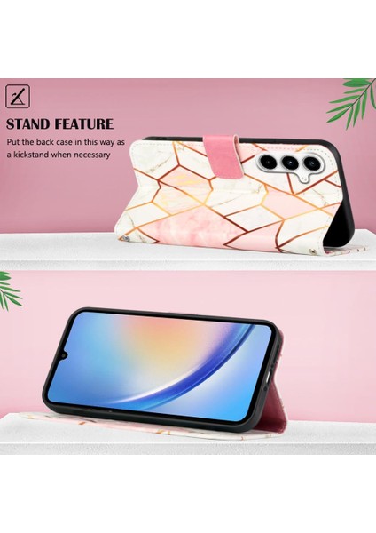 Samsung Galaxy A35 5g Pu Deri Mermer Desen Kickstand Cüzdan (Yurt Dışından) modelleri