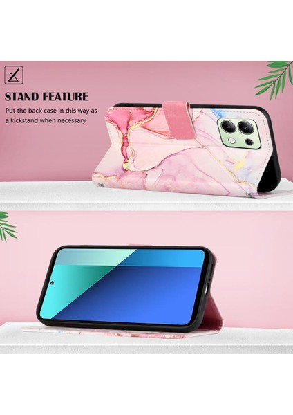 Xiaomi Redmi Için Not 13 4g Mermer Desen Kickstand Pu Deri Cüzdan (Yurt Dışından)