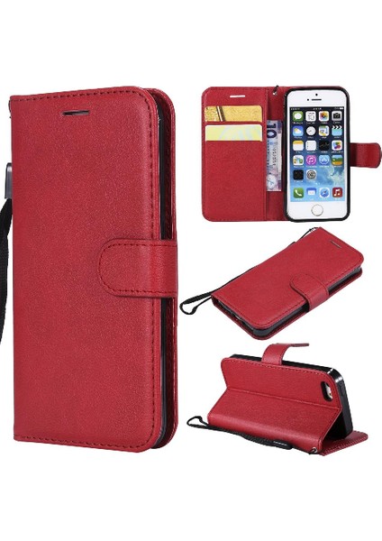 MY Boutique1 Iphone 5s Iş Cüzdan Telefon Kılıfı Için Flip Case Klasik Düz Renk (Yurt Dışından)