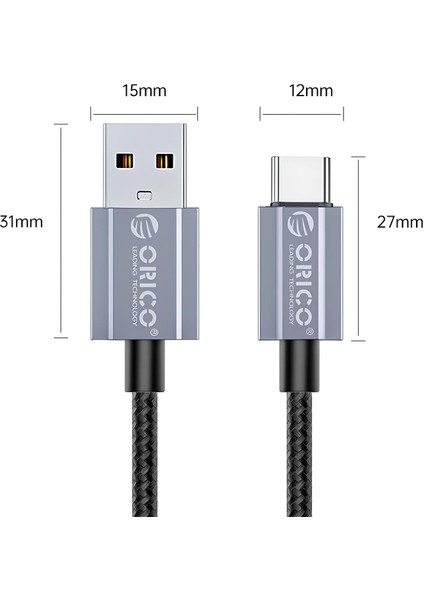 3A Usb-A To Type-C Hızlı Şarj ve Data Kablosu 1.5 Metre Siyah