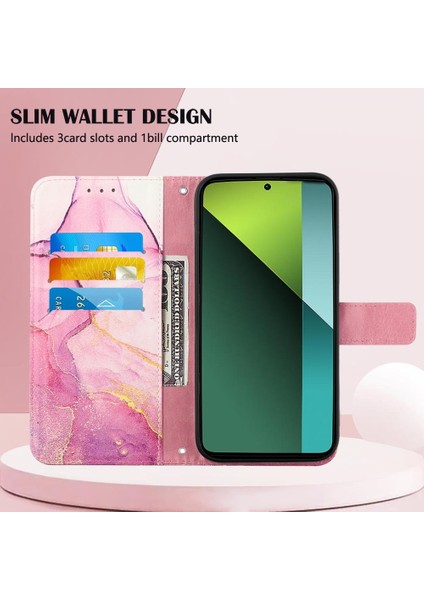 Xiaomi Redmi Için Not 13 Pro 5g Pu Deri Mermer Desen Cüzdan (Yurt Dışından)