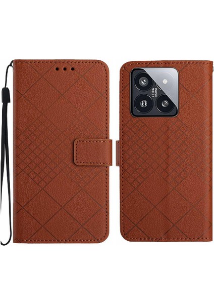 Xiaomi 14 Elmas Kabartmalı Kart Yuvası Için Flip Case El Kayışı ile Standı (Yurt Dışından)