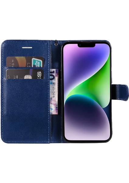 Iphone 15 Için Flip Case Artı Klasik Düz Renk Iş Cüzdan Telefon (Yurt Dışından)