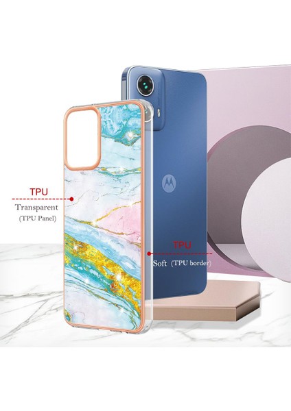 Motorola Moto G34 Koruma Için Kılıf Ince Tpu Mermer Desen Yumuşak Tampon (Yurt Dışından)