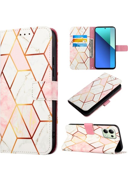 Xiaomi Redmi Için Not 13 4g Mermer Desen Kickstand Pu Deri Cüzdan (Yurt Dışından)