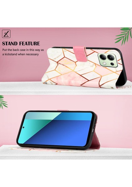 Xiaomi Redmi Için Not 13 4g Mermer Desen Kickstand Pu Deri Cüzdan (Yurt Dışından)