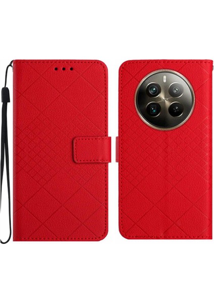 Realme 12 Artı Cüzdan Pu Deri Kart Yuvası Standı Manyetik Için Flip Case (Yurt Dışından)