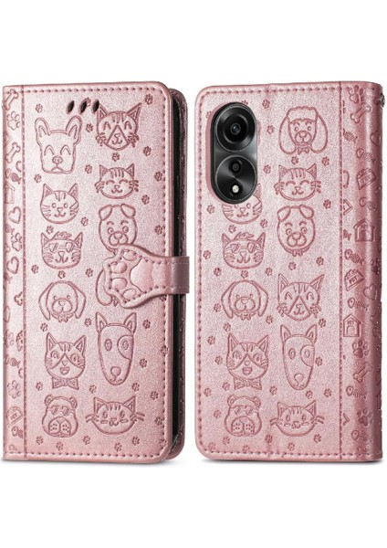 Oppo A78 4g Için Kılıf Deri Kılıf Kapak Çevirin Darbeye Kısa Kayış (Yurt Dışından)