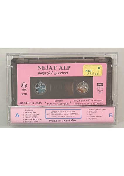 Nejat Alp Boğaziçi Geceleri Kaset (Orjnal Dönem Baskı Kaset)