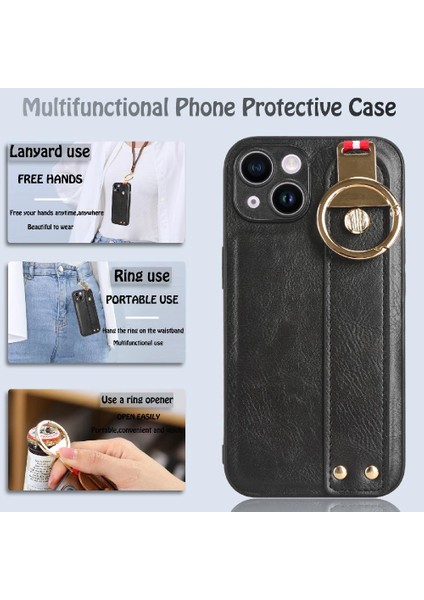IPhone 13 Mini Bilek Kayışı Premium Pu Deri Uyumluluk Için Kılıf (Yurt Dışından)