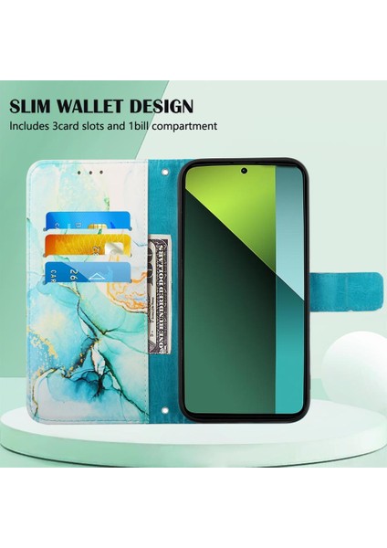 Xiaomi Redmi Için Not 13 Pro 5g Pu Deri Mermer Desen Cüzdan (Yurt Dışından)