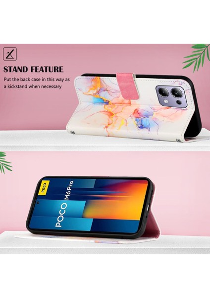 Xiaomi Redmi Için Not 13 Pro 4g Cüzdan Kickstand Pu Deri Mermer (Yurt Dışından)