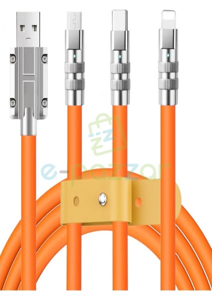 Çoklu 3 İn 1 Soft Silikon Hızlı Şarj Kablosu