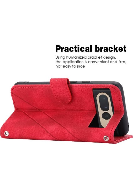 Google Piksel 8 Pro Kickstand Bilek Kayışı Pu Deri Kapak Için Filp Durumda (Yurt Dışından)