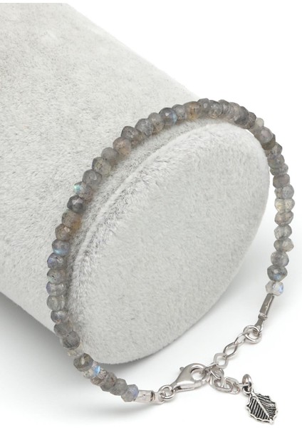 Labradorit Doğal Taş 925 Ayar Gümüş Bileklik