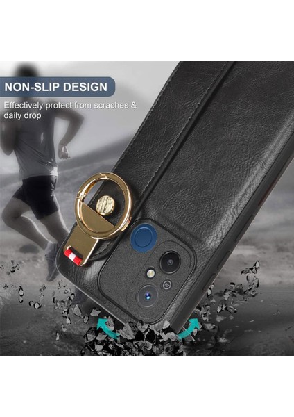Xiaomi Redmi 12C Uyumluluk Bilek Kayışı Premium Pu Deri Için Kılıf (Yurt Dışından)