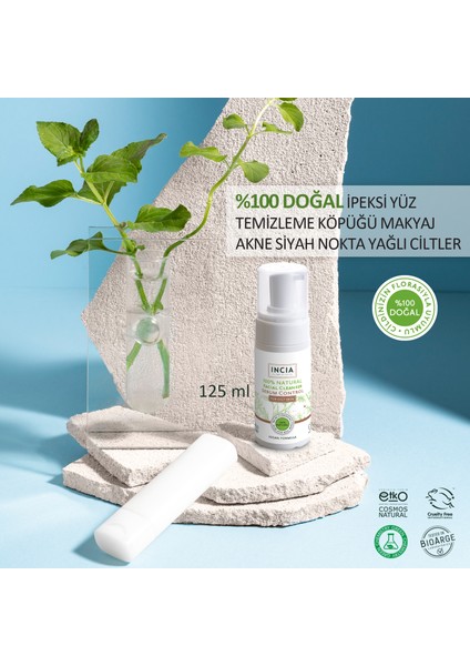 %100 Doğal İpeksi Yüz Temizleme Köpüğü Makyaj Akne Siyah Nokta Sivilce Yağlı Ciltler 125 ml 2X Adet