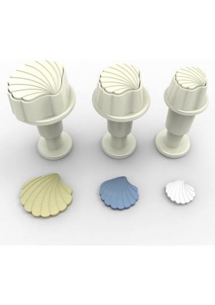 Mini Midye Basmalı Enjektörlü Kurabiye Kalıbı 3 Parça