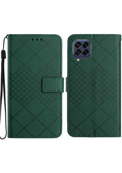 Samsung Galaxy M33 5g Için Flip Case Kart Yuvası Standı Elmas Kabartmalı Pu (Yurt Dışından)