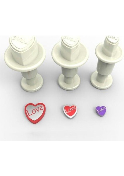 Mini Love Kalp Basmalı Enjektörlü Kurabiye Kalıbı 3 Parça