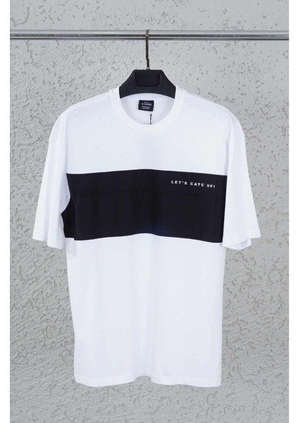 Erkek Beyaz 0 Yaka Oversize T-Shirt 967