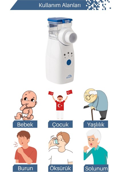 Ac-4030 Şarjlı Mesh Nebulizatör Maske Ve Ağızlık Li fiyatları
