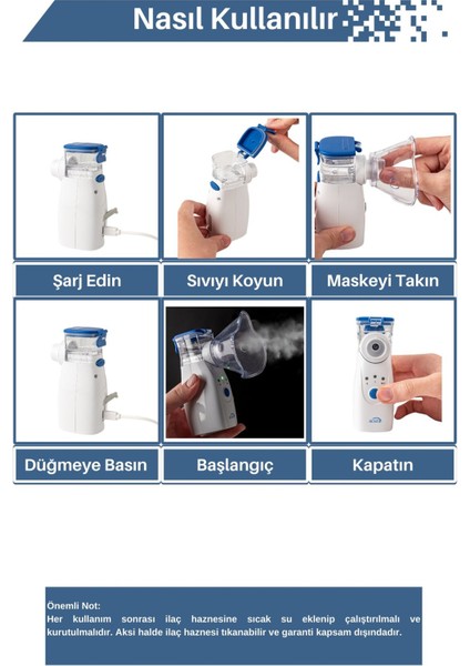Ac-4030 Şarjlı Mesh Nebulizatör Maske Ve Ağızlık Li indirimleri