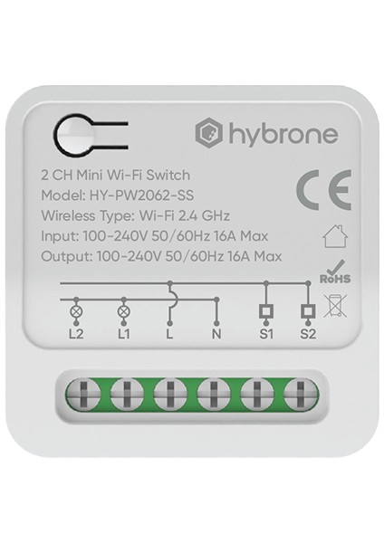 HY-PW2062-SS Hybrone İkili Buat İçi Akıllı Wi-Fi Mini Anahtar