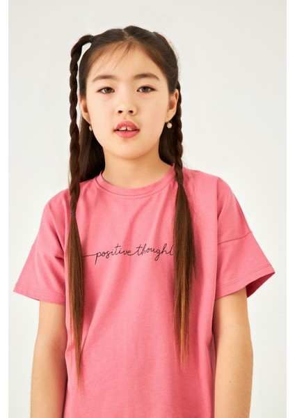 Positive Baskılı Basic Kız Çocuk Taytlı Takım Gül Kurusu fırsatları