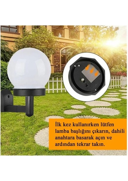 Solar Bahçe Lambası Beyaz - Güneş Enerjili Duvar Armatür (3 Adet)