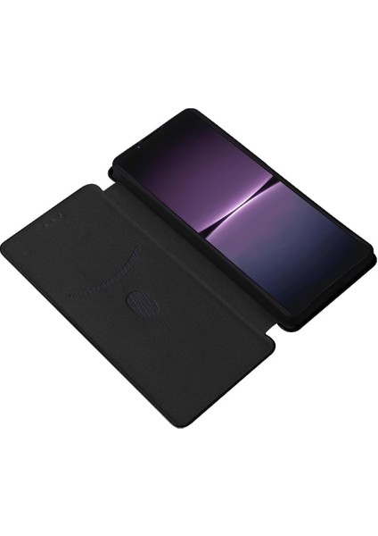 Sony Xperia 1 V 2023 Için Kılıf Deri Folio Flip Case Manyetik Karbon (Yurt Dışından)