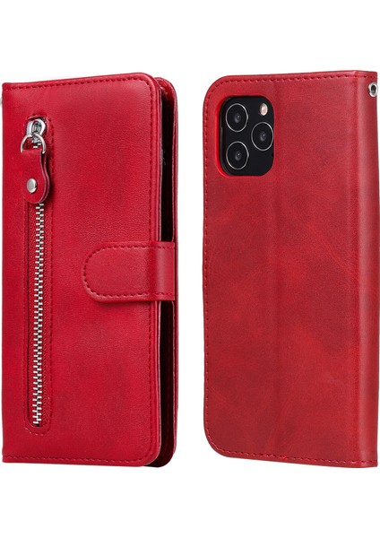 Ile Uyumlu iPhone 12/12 Pro Moda Fermuar Çevirme Deri Telefon Kılıfı Kart Tutuculu Manyetik Cüzdan Telefon Kılıfı (Yurt Dışından)