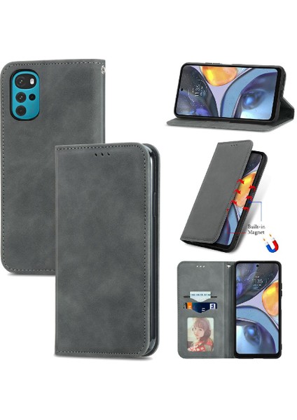 BDT Boutique Moto G22 Basit Iş Fermuar Deri Kılıf Kordon Cüzdan Için Kılıf (Yurt Dışından)