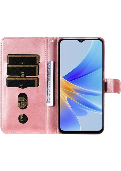 Ile Uyumlu Oppo A17 Moda Fermuar Çevirme Deri Telefon Kılıfı Kart Tutuculu Manyetik Cüzdan Telefon Kılıfı (Yurt Dışından)