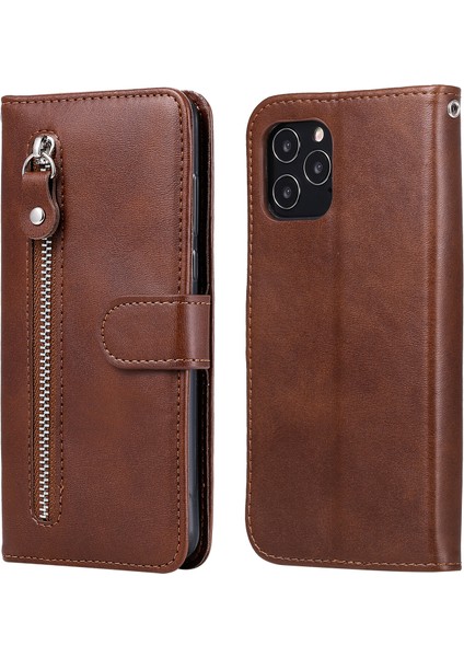 Ile Uyumlu iPhone 12/12 Pro Moda Fermuar Çevirme Deri Telefon Kılıfı Kart Tutuculu Manyetik Cüzdan Telefon Kılıfı (Yurt Dışından)
