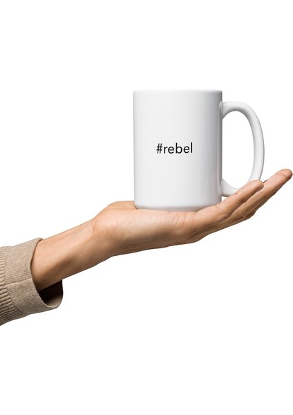 Etiket Hashtag Asi - #rebel - Beyaz Parlak Kupa - Ingilizce Kahve Kupa fiyatları