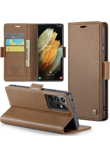 Samsung Galaxy S21 Ultra Kickstand Cüzdan Kılıf Darbeye Dayanıklı (Yurt Dışından)
