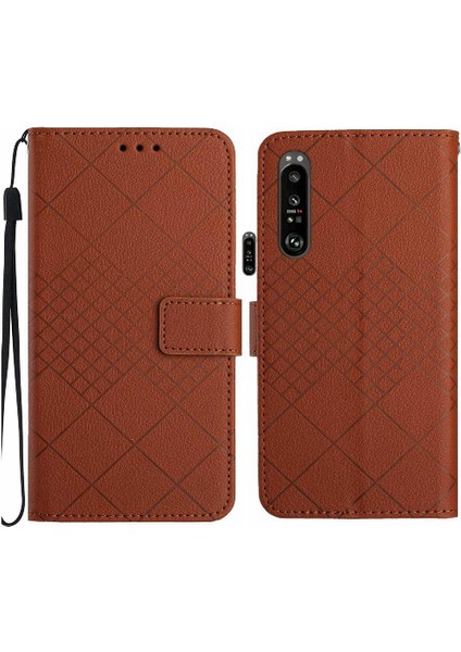 Sony Xperia 1 V Elmas Kabartmalı Manyetik Kapak Için Flip Case Cüzdan Pu (Yurt Dışından)