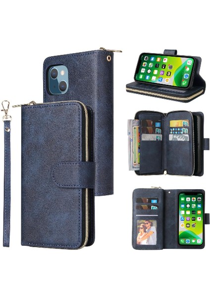 El ile 9 Kart Yuvaları Fermuarlı Cebi ile iphone 13 Cüzdan Kılıf (Yurt Dışından)
