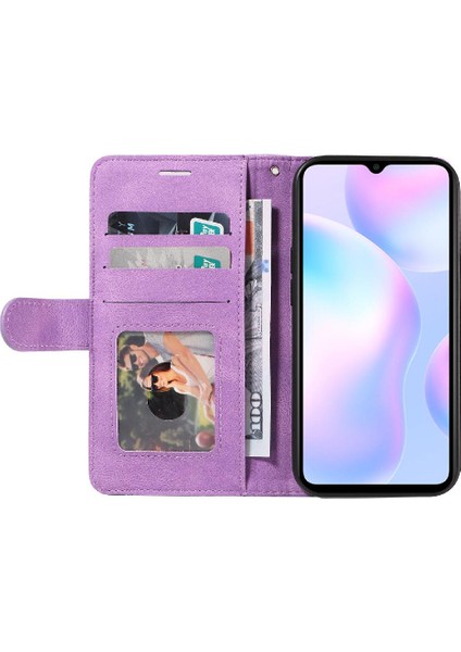 BDT Boutique Xiaomi Redmi 9A Için Kılıf Pu Deri Kart Yuvası Standı ile Folio Kılıf Çevirin (Yurt Dışından)