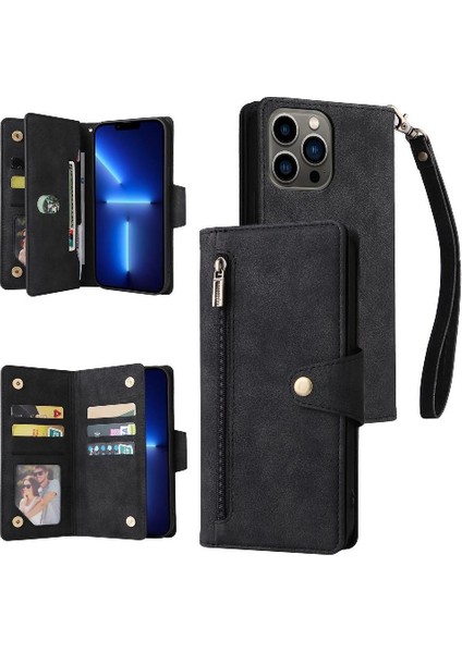El Kayışı Fermuar Cüzdan Kapak ile iphone 13 Pro Kart Tutucu Için Kılıf (Yurt Dışından)