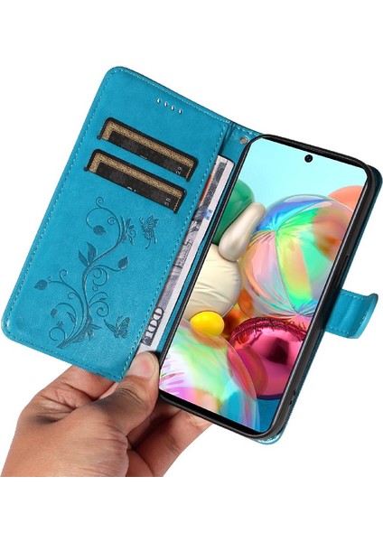 Samsung Galaxy A71 4g Kabartmalı Kelebek ve Kart Yuvası Cüzdan (Yurt Dışından)