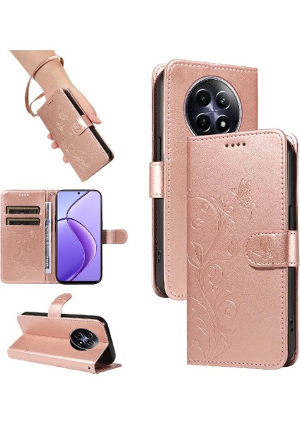El Kayışı ile Realme 12 5g Yüksek Kaliteli Deri Için Flip Case Kabartmalı (Yurt Dışından)