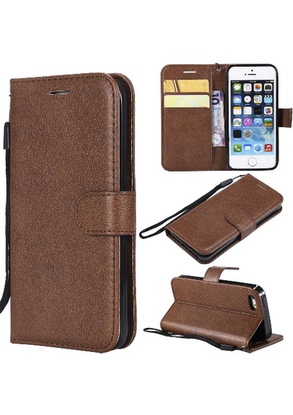 Iphone 5s Iş Cüzdan Telefon Kılıfı Için Flip Case Klasik Düz Renk (Yurt Dışından)