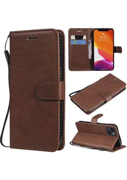 Kart Yuvası Iş Cüzdan ile iphone 14 Klasik Düz Renk Için Flip Case (Yurt Dışından)