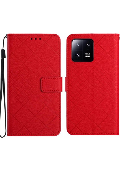 Xiaomi 13 Pro Için Flip Case Manyetik Kapak Elmas El Pu ile Kabartmalı (Yurt Dışından)