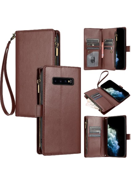 Samsung Galaxy S10 Için Kılıf Cüzdan Fermuar Folio Kapak Kart Yuvaları Pu Deri (Yurt Dışından)