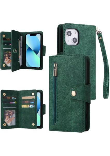 El Kayışı Kart Tutucu Fermuar Cüzdan Kapak Deri ile iphone 13 Için Kılıf (Yurt Dışından)