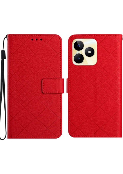 El Kayışı Cüzdan Pu Deri ile Realme C53 Kart Yuvası Standı Için Flip Case (Yurt Dışından)